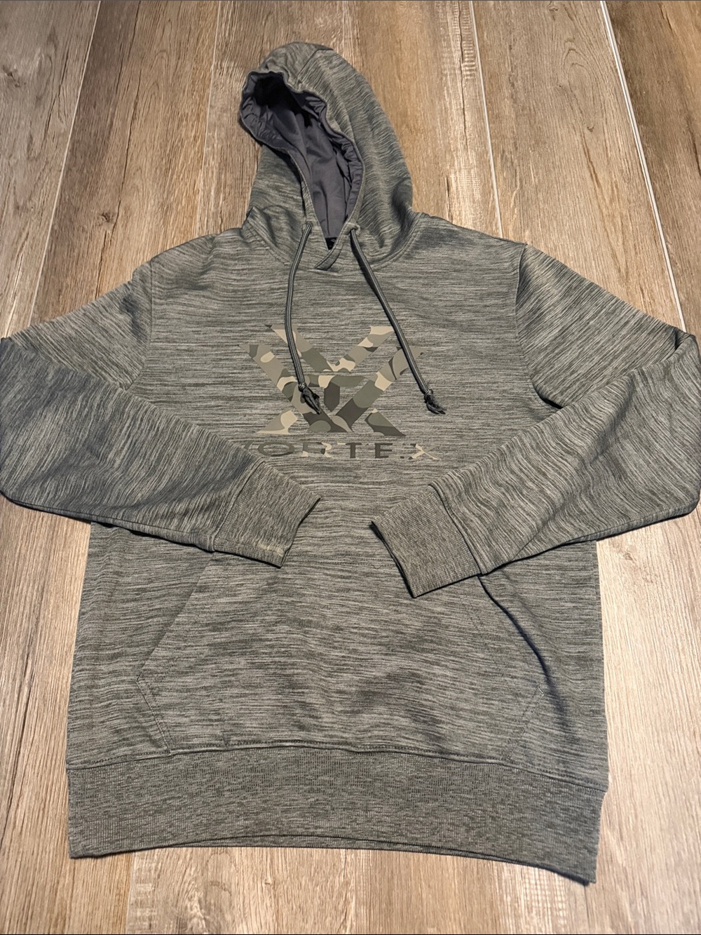 Vortex Men's Gray Pullover Hoodie with Camo Logo